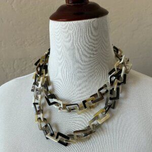 Infinity Chain Square Link Buffalo Horn Necklace | Matte Finish | New